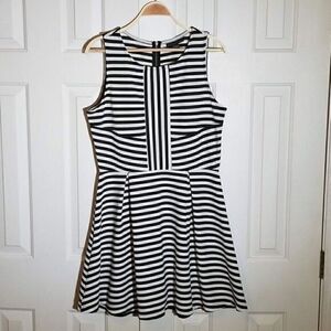 Attention Striped Fit & Flare Dress
